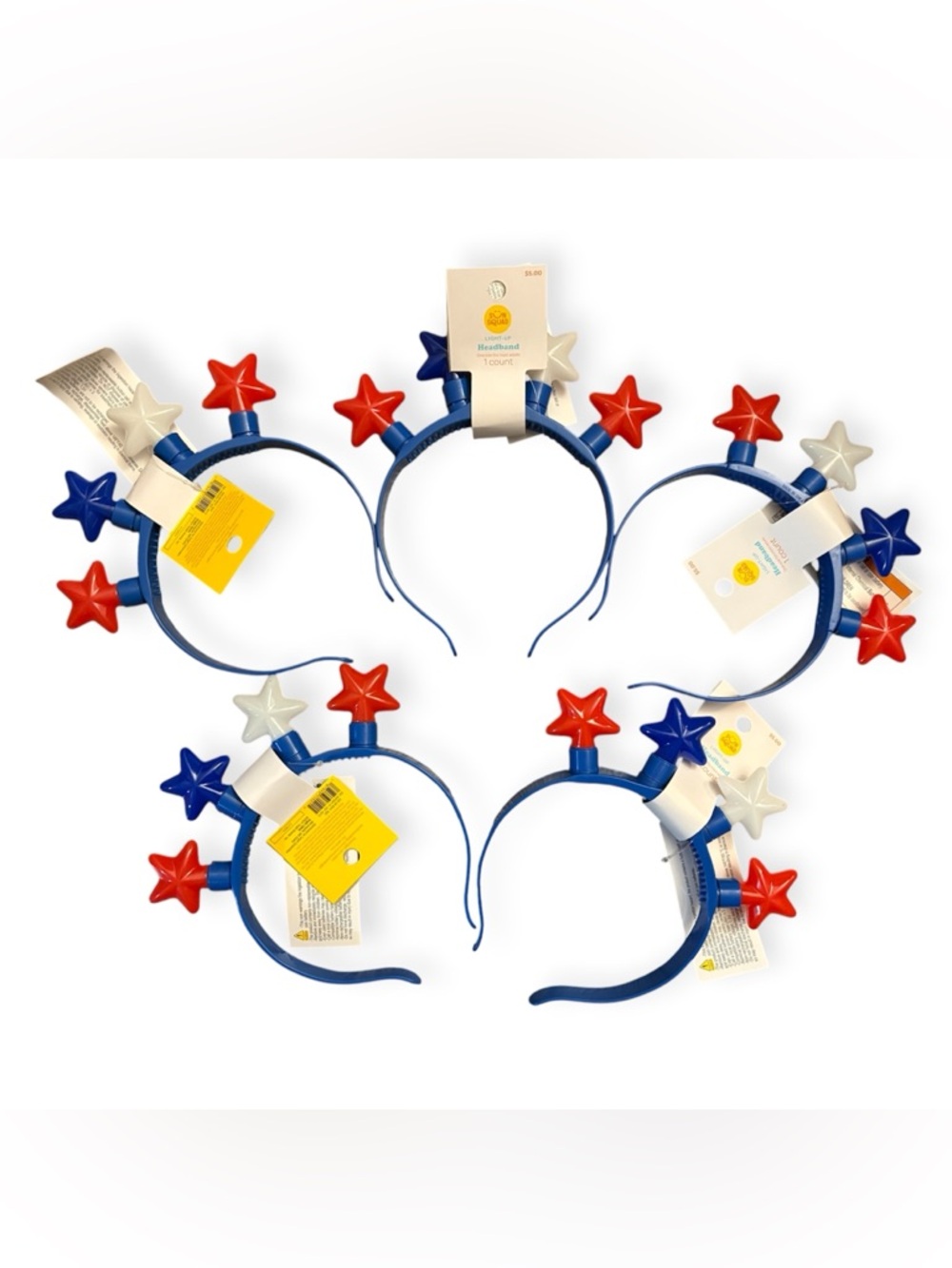 Patriotic LED Star Headband - Red, White, Blue Set of 5